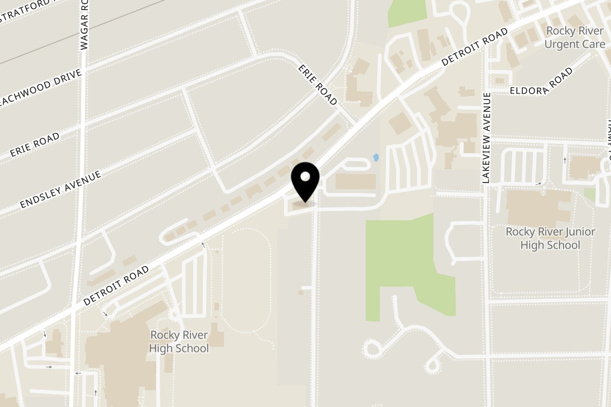 Map showing the location of YOR'S Rocky River Mart and Deli on 20505 Detroit Rd in Rocky River